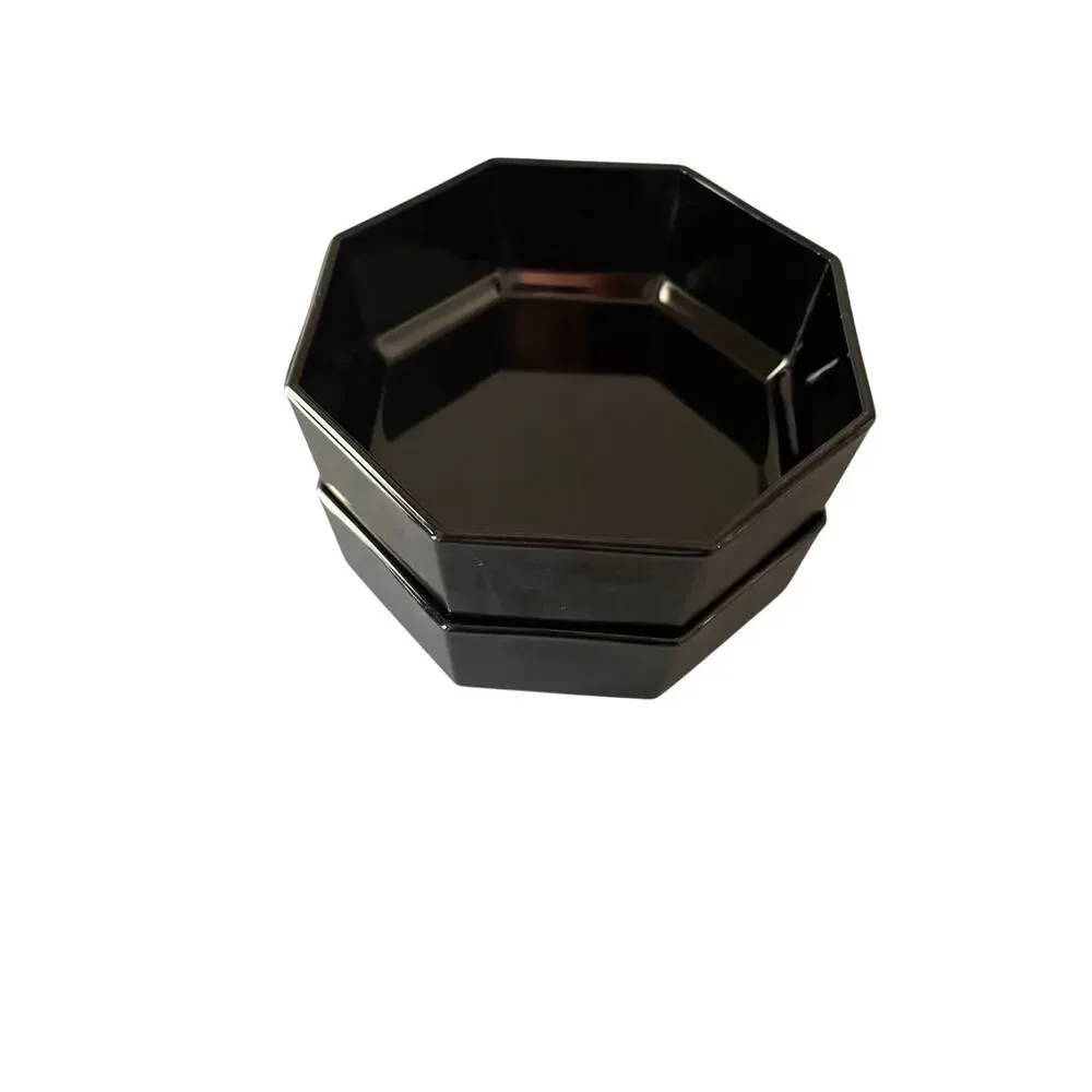 Arcoroc Octime Opaque Black Glass Octagon Bowls Made In France Set Of 2 Vintage